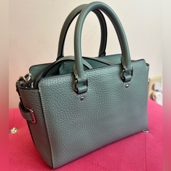 Coach Purse Blue Pebble Leather - Picture 4 of 7